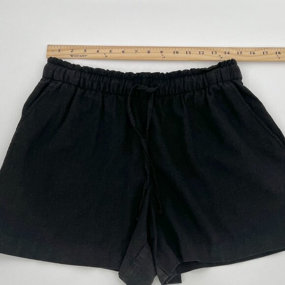 Gap Womens Linen Blend Pull On Shorts Size M Black Elastic Waist Pockets 4" - Picture 8 of 11